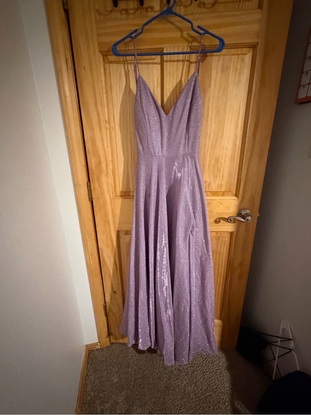 Windsor Sparkling Lavender Spaghetti Strap Prom Dress